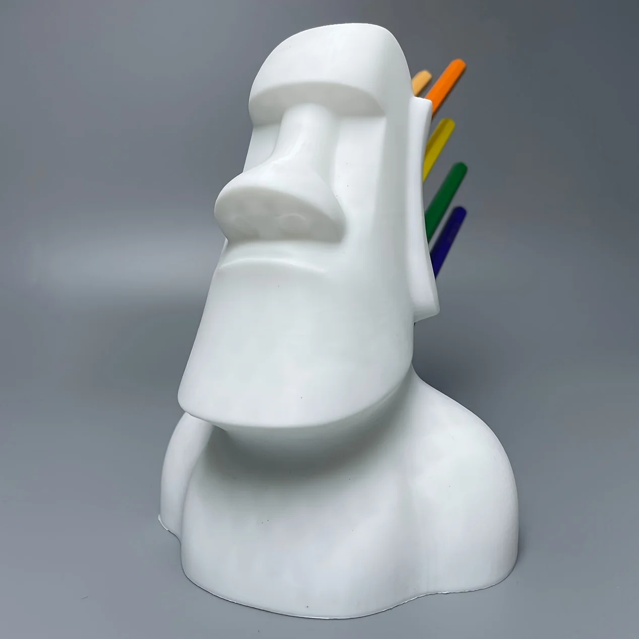 Moai Shaped Pen Holder, Desk Storage Ornaments, Pencil and Ballpoint, Storage Supplies, Pencils Not Included, 1Pc