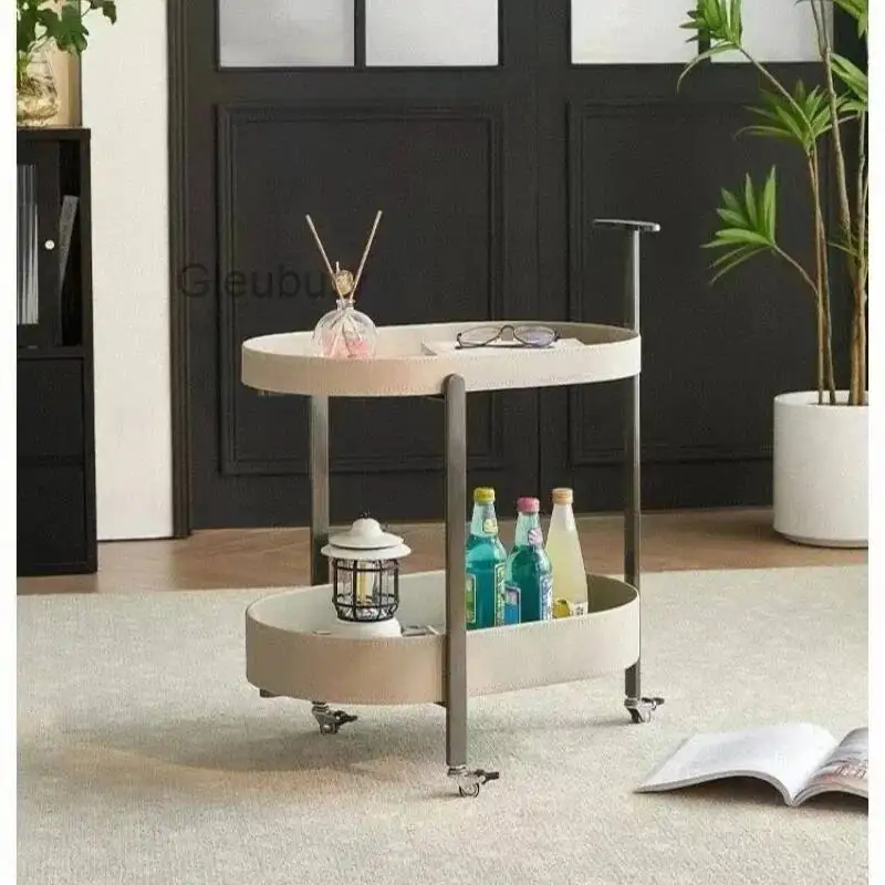 Saddle Leather Salon Trolley Medical Storage Tea Makeup Salon Trolley Fashion Villa Commercial Furniture Carrello Attrezzi Lstc