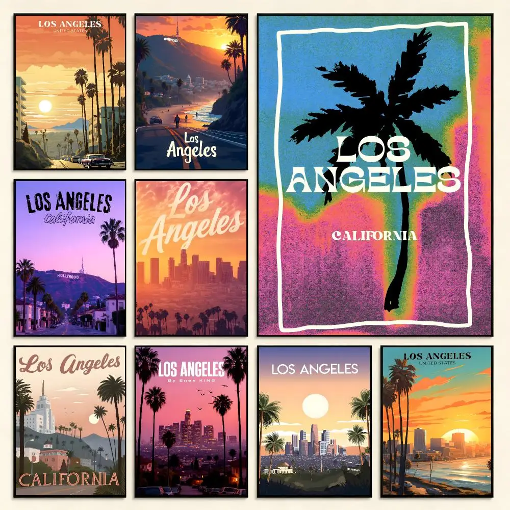 Art Scene M-Modern City Los Angeles Poster Digital Solvent Print Waterproof PP Fade-Resistant Wall Art Room Decor Gift