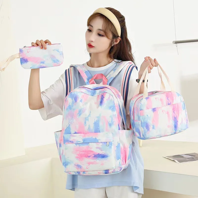 3pcs Stitch Pattern Backpack, Cartoon Anime School Bookbag, Casual Outdoor Travel Sport Daypack With Lunch Bag And Pencil Case