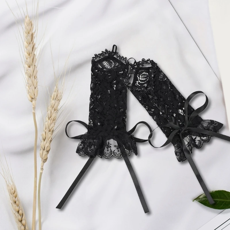 Guantes encaje para vestido noche para mujer, guantes cortos para mujer, guantes graduación