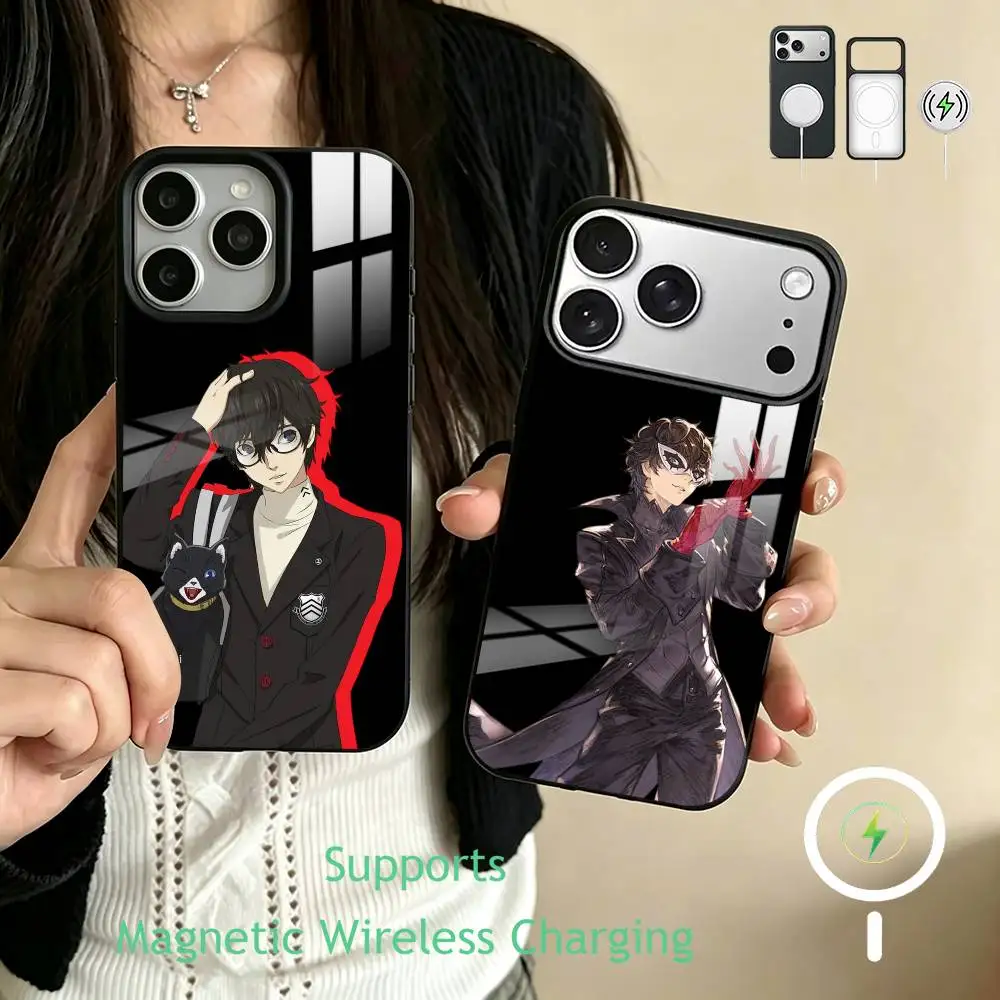 

P-Persona 5 R-Ren A-Amamiya J-Joker Phone Case For iPhone17,16,15,14,13,12,11 Plus,Pro Supports Magnetic Wireless Charging