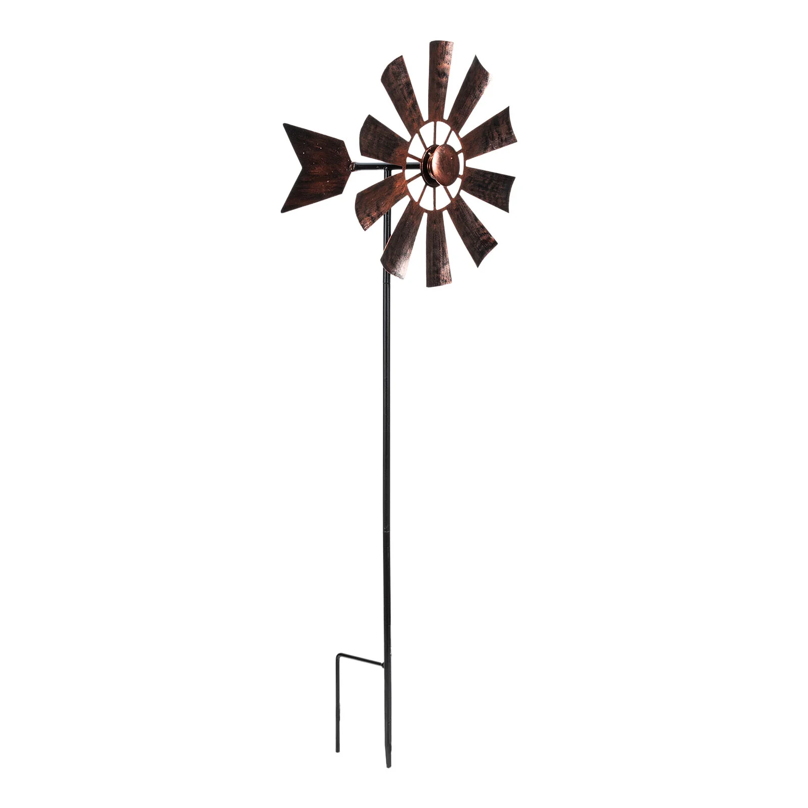 Metal Pinwheels Large Outdoor Ornaments Garden Stake Windmill Lawn Ornaments Wrought Iron Metal Windmill Decorations Retro Wind