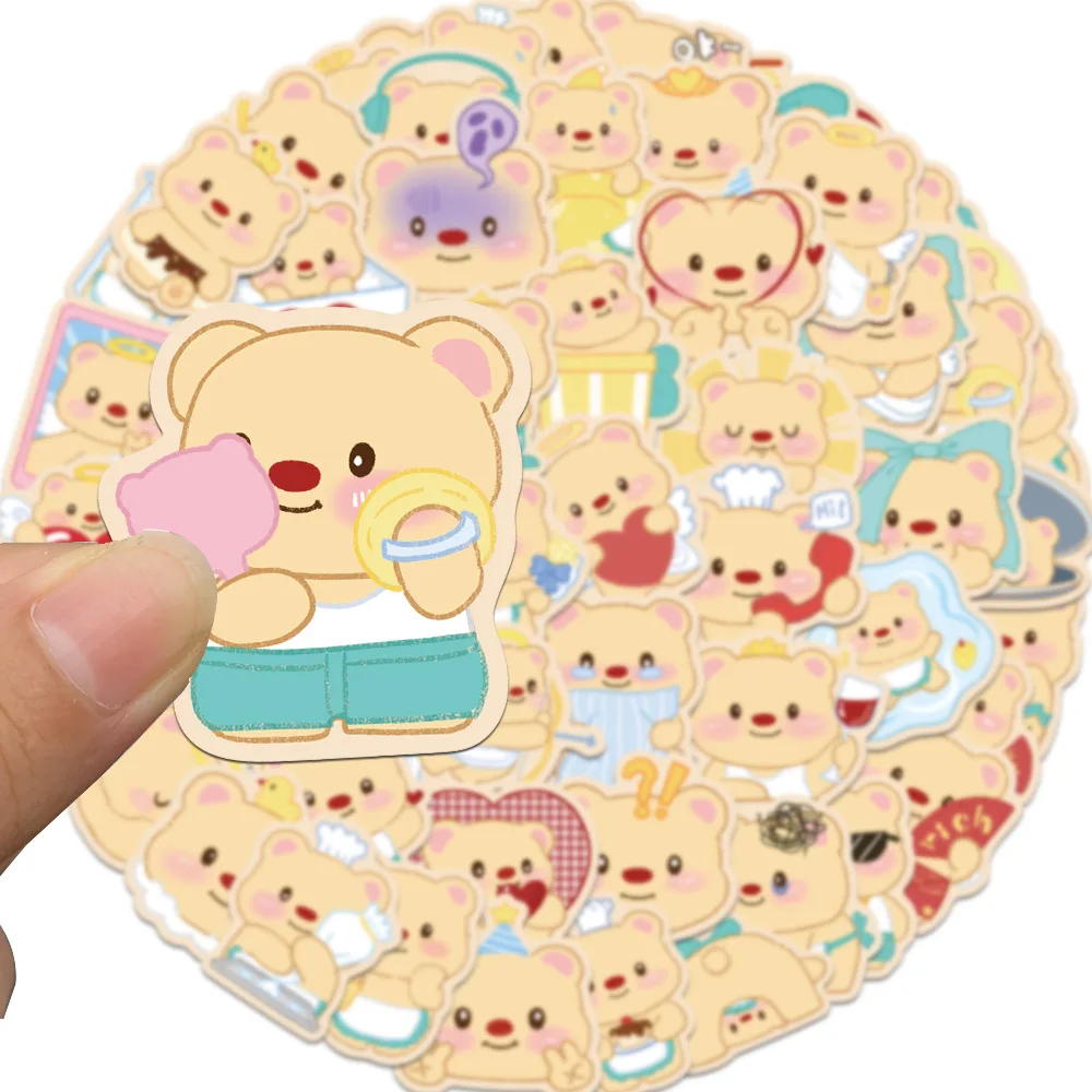 

60pcs Cartoon Cute Butter Bear Stickers For Water Bottle Skateboard Mobile Phone Laptop Computer Sticker Creative Decoration﻿ Ki