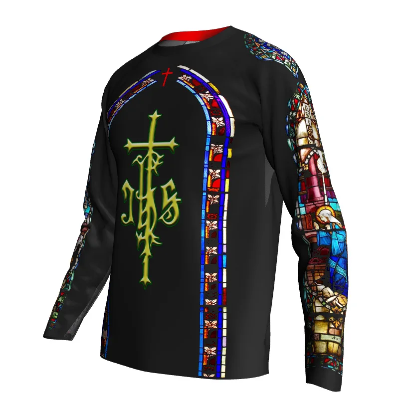 Black Gothic Design Shirt Men, Church MTB, Cycling, Downhill, Mountain, Offroad, DH, Motorcycle, Bike Jersey Wear Clothing, Top