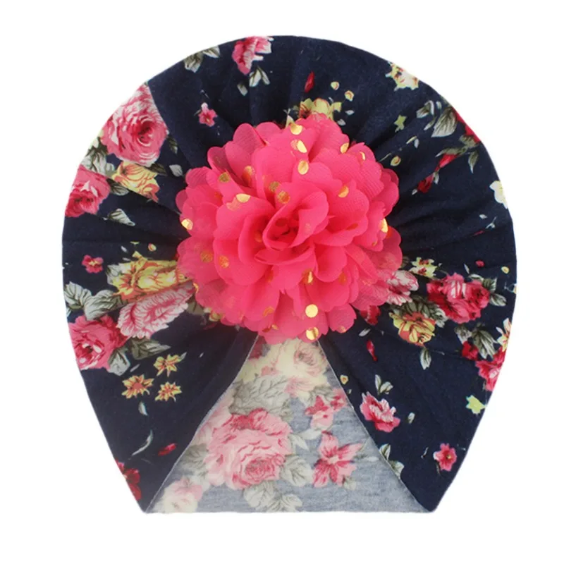 New Baby Girls Hat Spring Flower for Newborn Soft Cotton Baby Boys Girls Hat Turban Infant Toddler Cap Head Wraps Comfortable