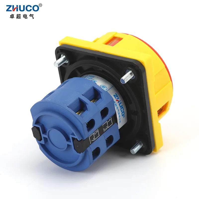 ZHUCO SZW26-25 2GS 64X64mm 2 Poles 8 Screws 25A Power Cut-off Combination Knob Padlock Master Control Circuit Rotary Cam Switch