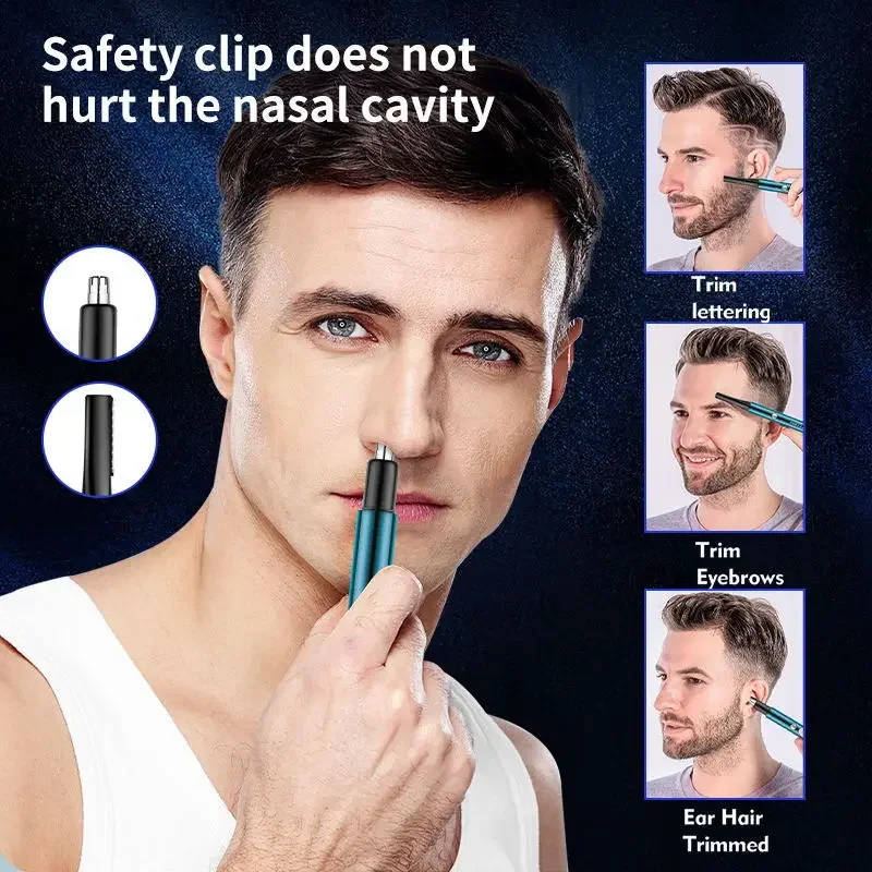 Recortador de pelo de nariz eléctrico para hombre, eliminador de nariz y orejas, herramientas de afeitado eléctricas lavables automáticas, recargable por USB