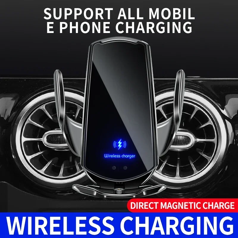 Automatic 15W Qi Car Wireless Charger for IP 12 11 XS XR X 8 Sx S20 S10 Magnetic USB Infrared Sensor Phone Holder Mount