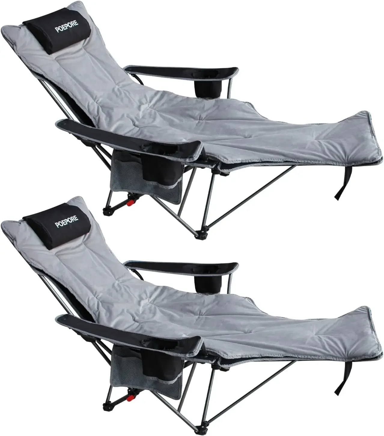 Reclining Camping Chair with Removable Footrest Lounge Chair with Headrest, Cotton Cushion, Portable Adjustable Folding Chairs f