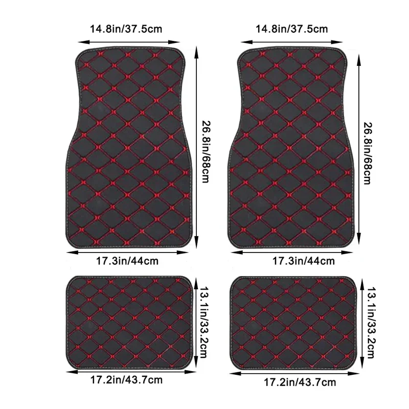 4pcs Car Floor Mats Universal Waterproof Front Rear Full Set Auto Rugs Leather Car Carpet Accessories Interior