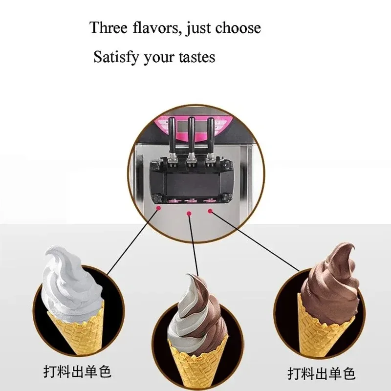 Most Popular Soft Ice Cream Makers Three Flavors Ice Cream Cone With LCD Panel Sundae Ice Cream Machine