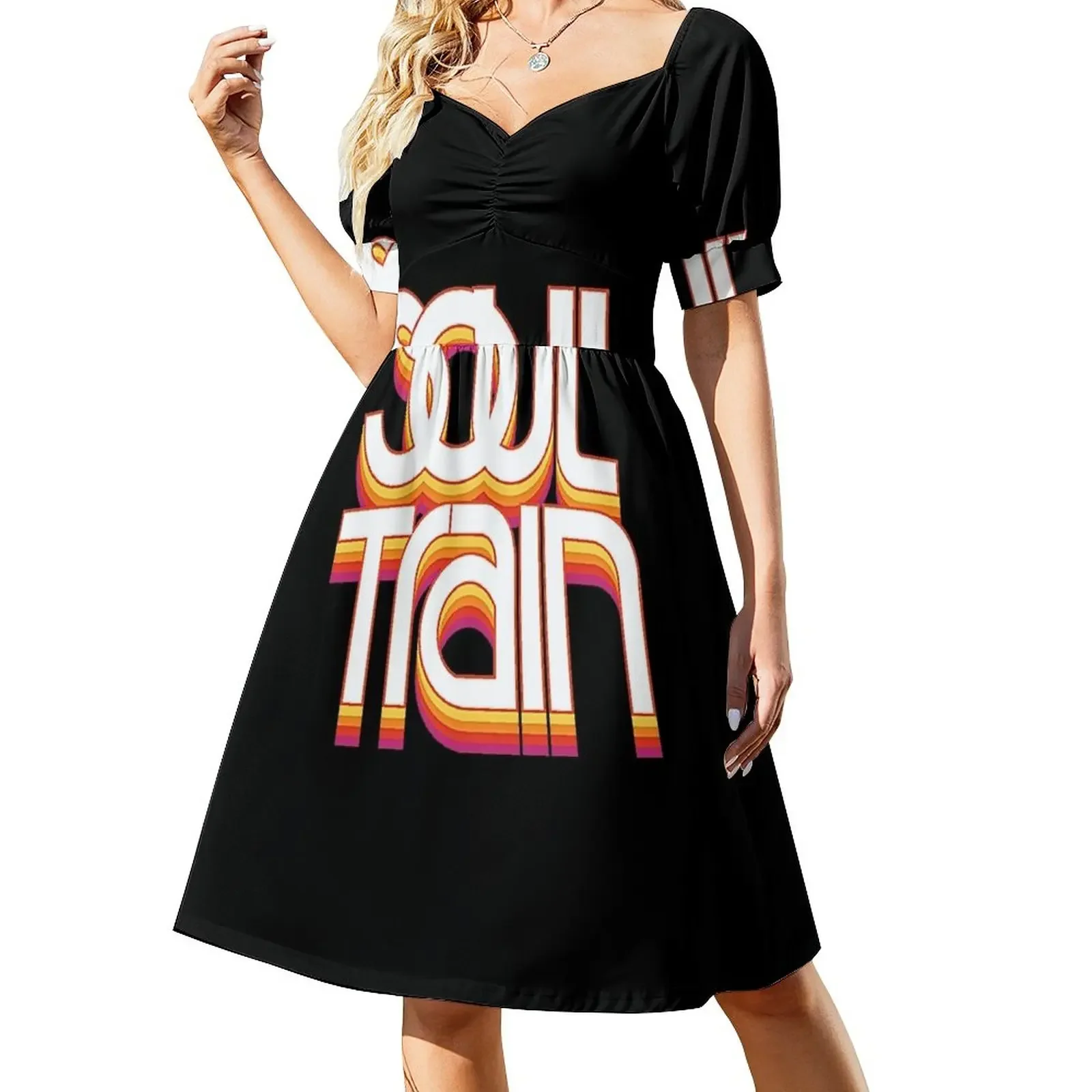 Soul Train Camiseta Vestido de manga corta vestido vestidos de cóctel