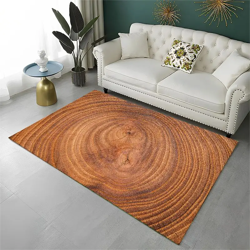 Natural Wood Grain Retro Tree Rings Large Area Rug Non-slip Carpet for Bedroom Living Room Sofa Doormat Home Decor Floor Mat