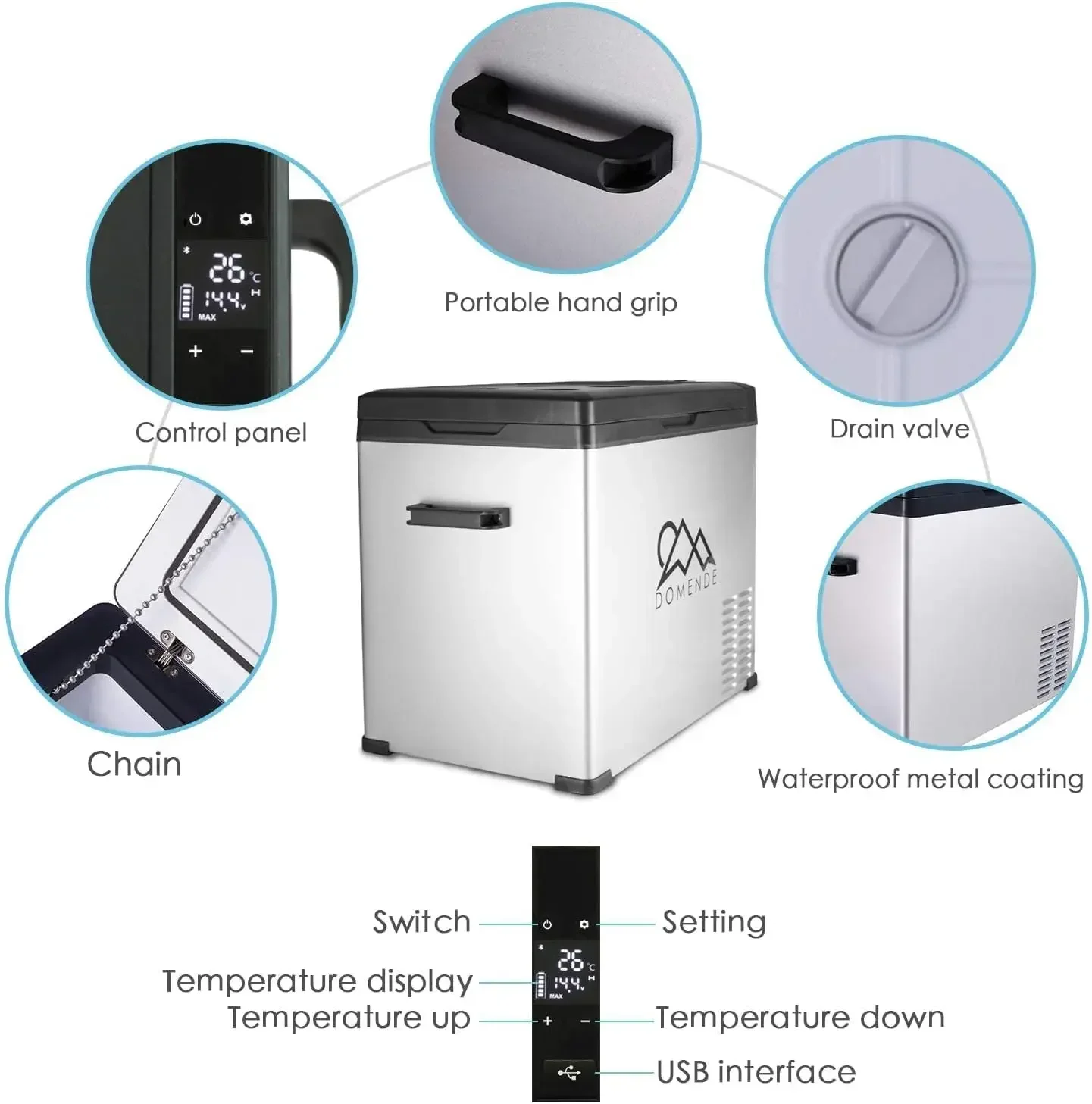 Domende 12 volts geladeira 54qt portátil freezer refrigerador elétrico compressor geladeira de carro para carro caminhão veículo rv barco ao ar livre