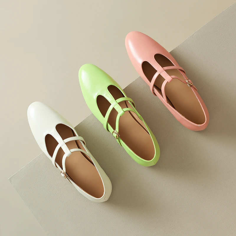 

Fashion Women Elegant Mary Jane Shoes Comfortable Flats Concise Genuine Leather Pumps Office Party Dress Shoes Size 34-48