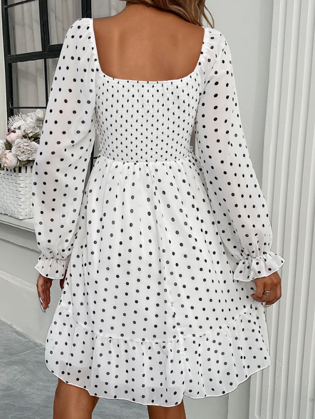 فساتين أنيقة مثيرة للنساء فستان كاجوال منقط موضة جديدة 2025 ملابس نسائية صيفية