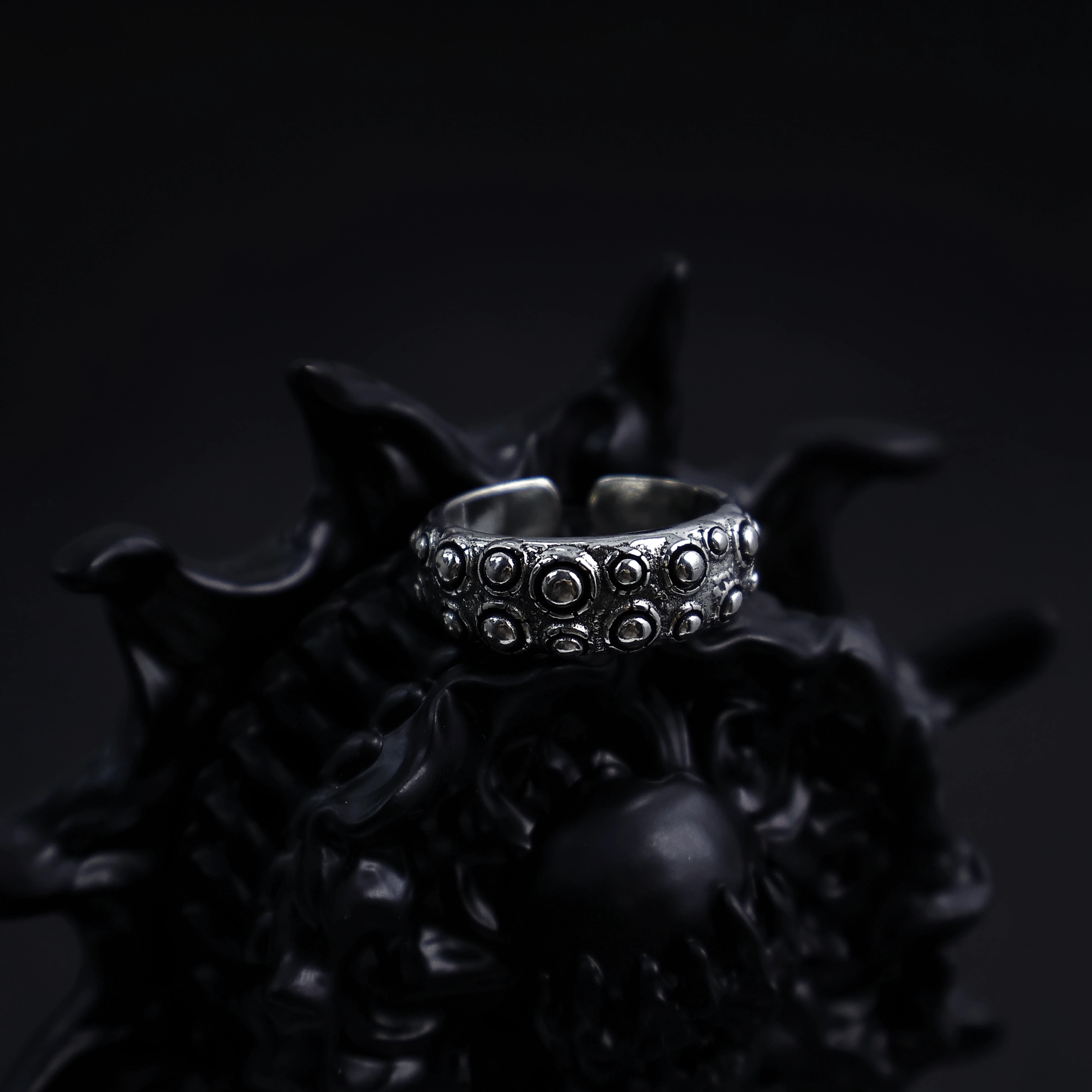 Retro Cthulhu Tentacle Adjustable Open Ring For Men Silver-plated Copper Gothic Punk Edgy Indie Jewelry Niche Accessories Gift