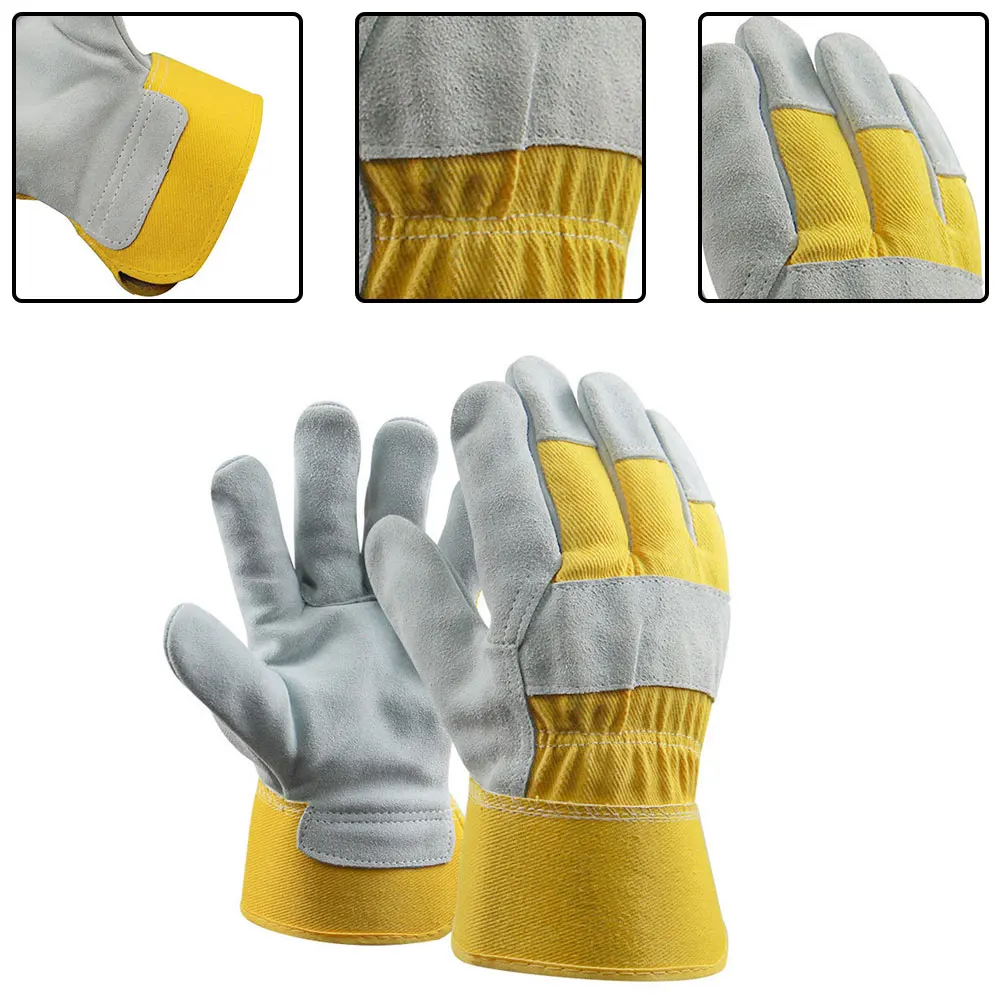 1 Pair Gloves Leather Gardening Gloves Ladies Mens Thorn Proof Thick Work Gauntlets Heavy Duty Cowhide + CottonLength 27cm✅