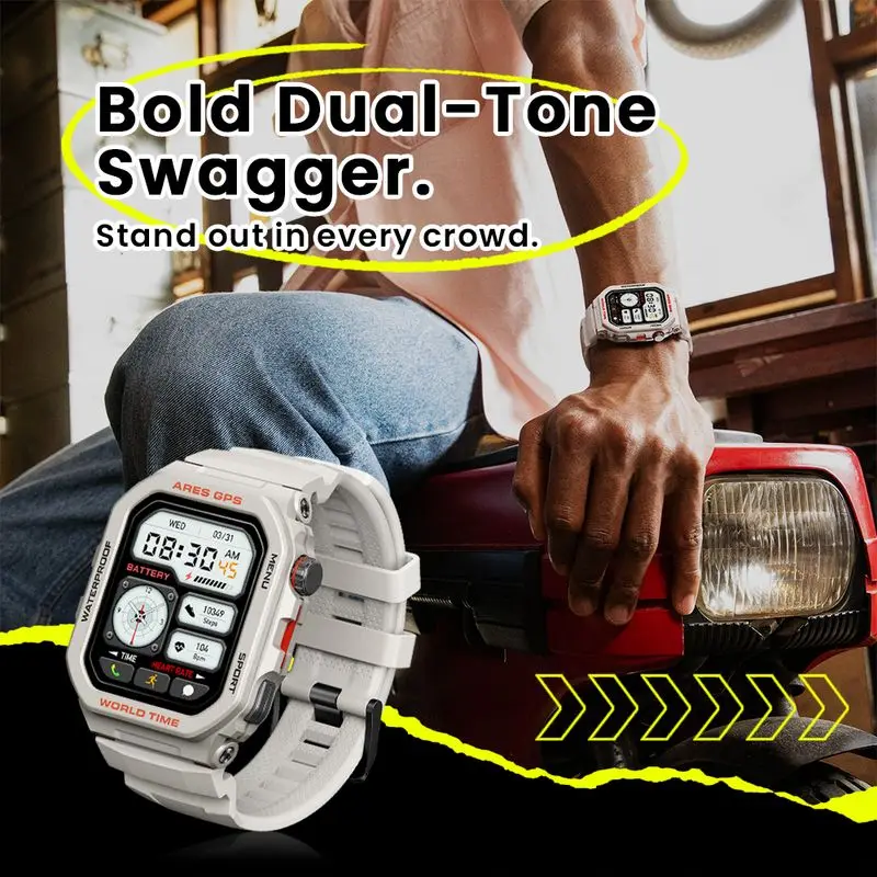 Zeblaze Ares GPS وعرة 1.75 بوصة HD 3 ATM رؤى مفصلة للصحة والعافية مكالمات بلوتوث مساعد الساعات الذكية