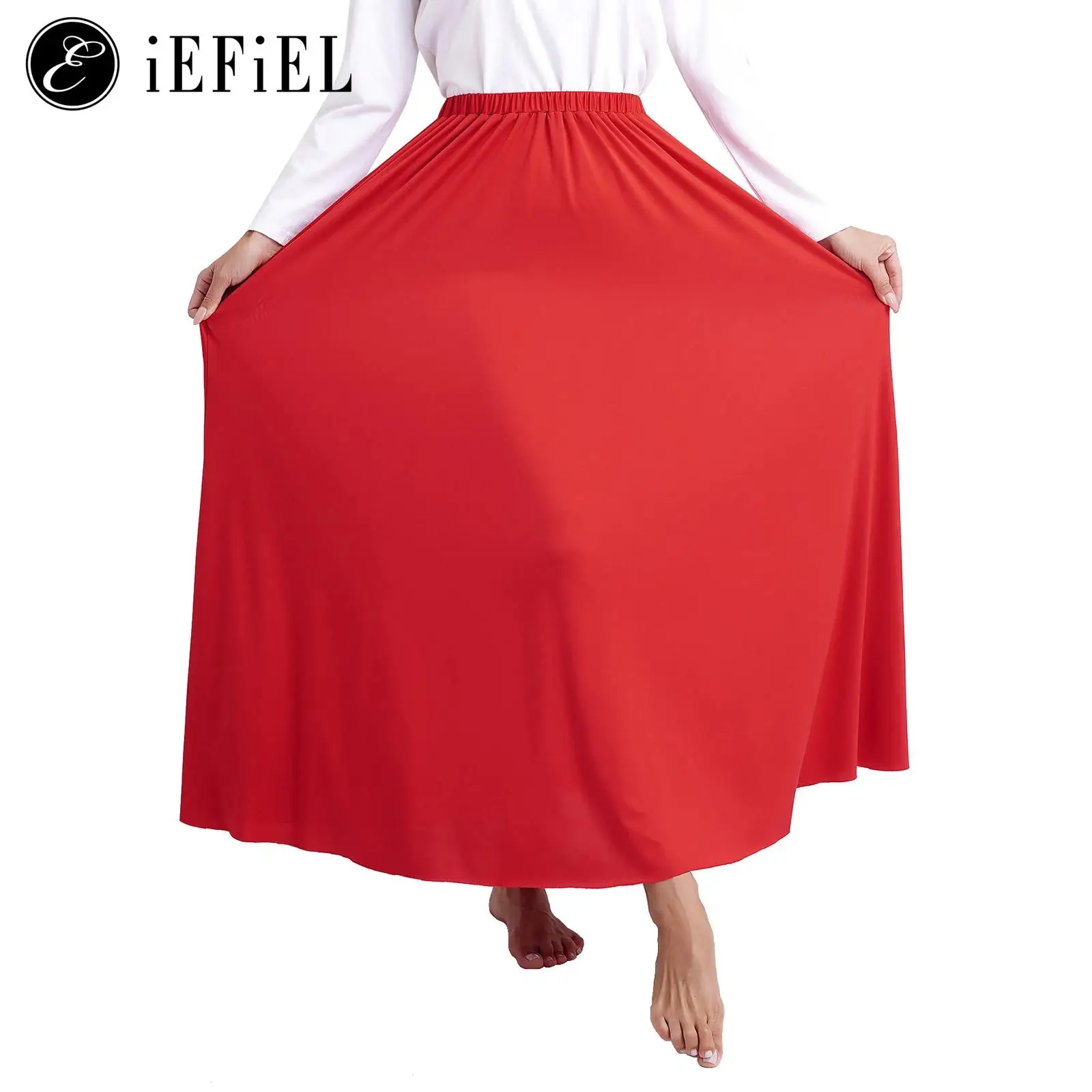 Womens Long Full Circle Dance Skirt Modern Waltz Flamenco Dancing Stage Performance Long Maxi Skirts Ballroom Dancewear