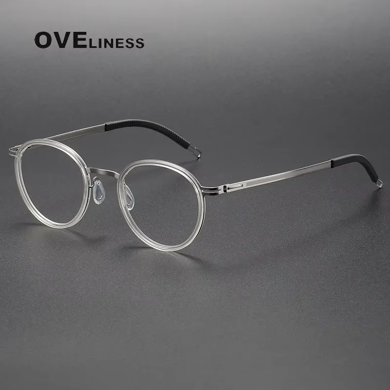 

Acetate Titanium Glasses Frame men Women Vintage Retro Round Eyeglasses frames Screwless Ultralight Eyewear Spectacles