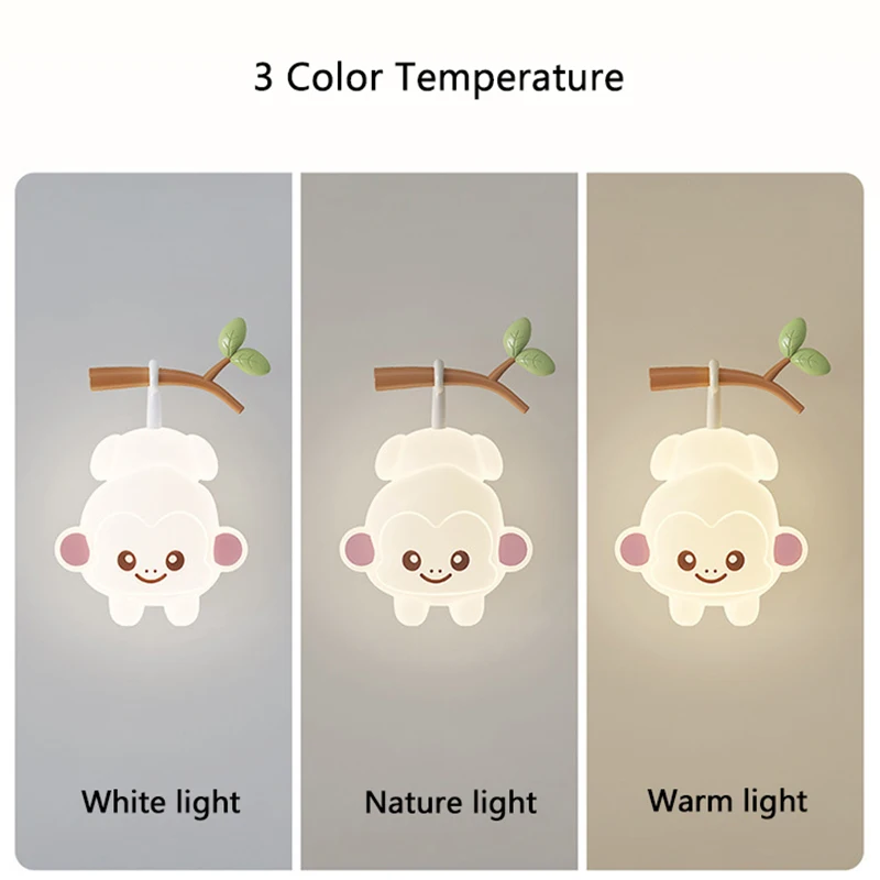 Creative Child Wall Lamp for Children\'s Room Monkey Bear Sconce Tree Branch Nursery School Playground Wall Light Corridor Aisle