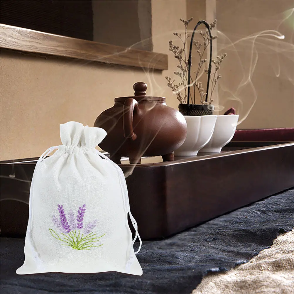 20 Pieces Fabric Sachet Bags Empty Lavender Design Drawstring Closure for Closet Drawer Freshener Aromatic Home Organizer