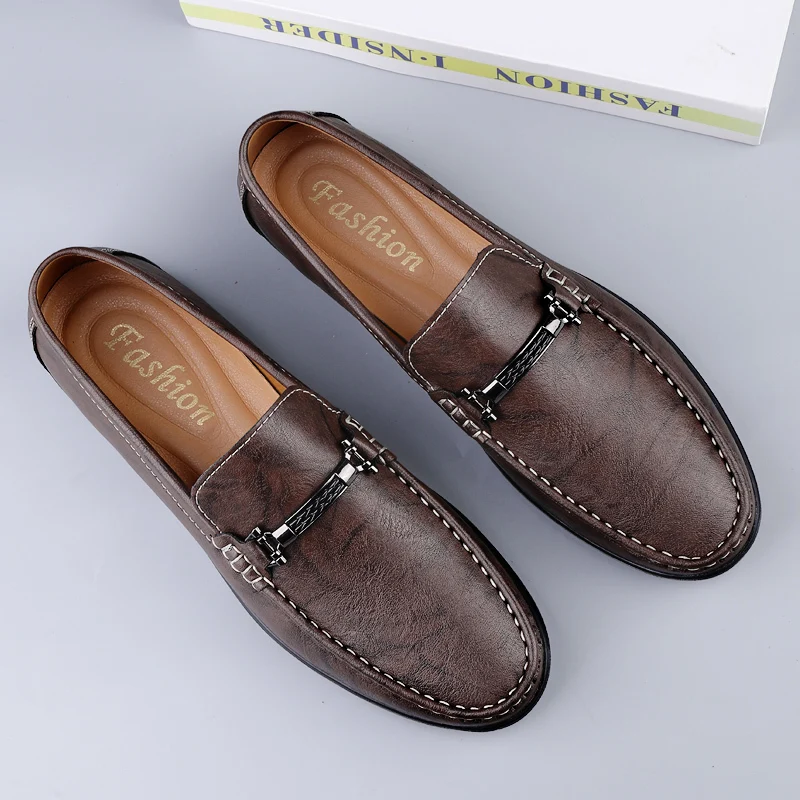 Men Genuine Leather Casual Shoes Fashion Comfortable Tods Luxury Brand Mens Loafers Moccasins Slip On Black Driving Shoes