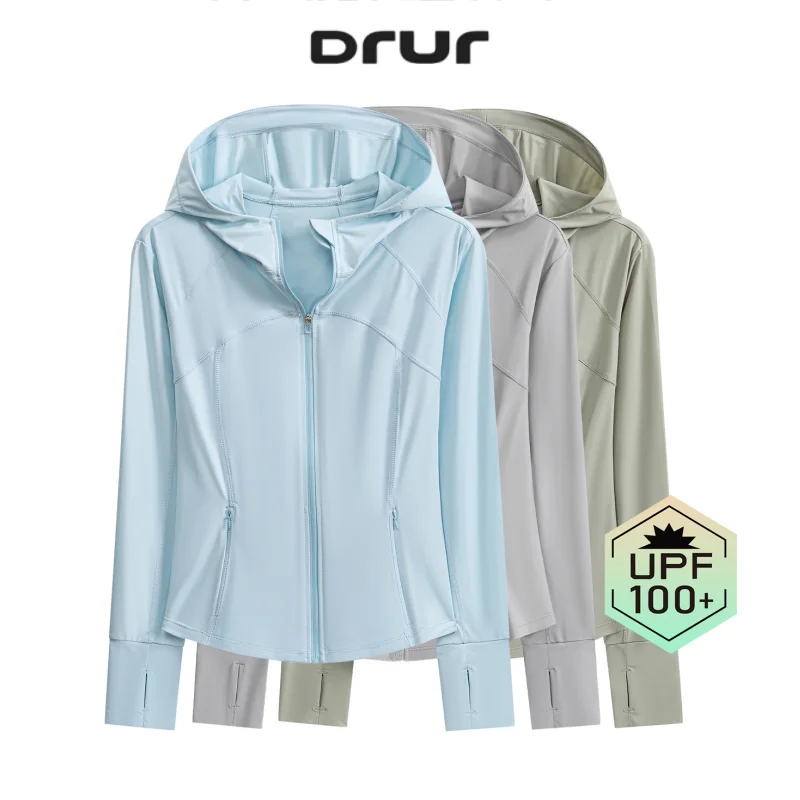 

DRUR Women's UPF 100+ Lightweight Yoga Jacket Sun Protection Full Zip Long Sleeve Sports Shirt Hiking Outdoor Running Jacket New