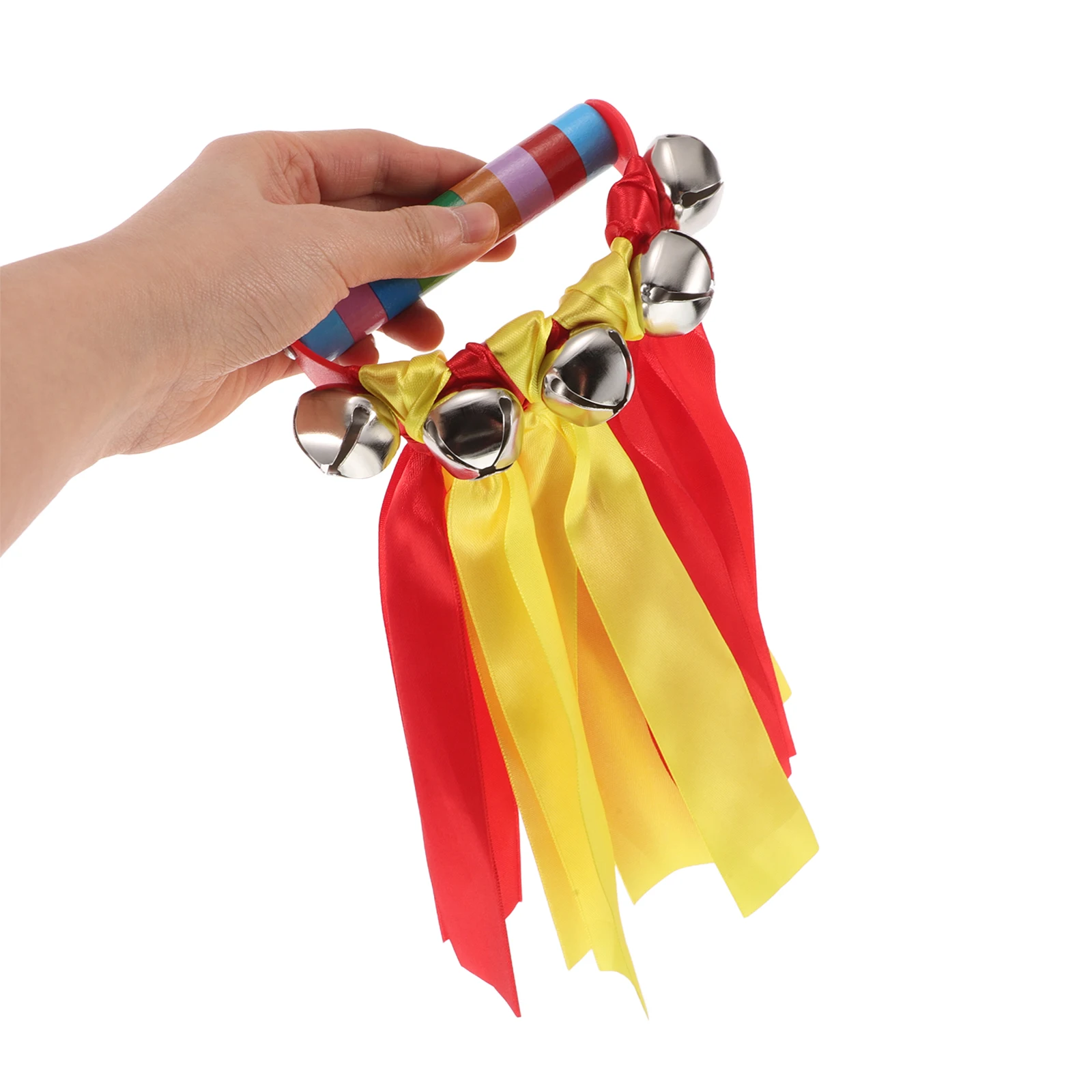 Handheld Hand Bells For Kids Gymnastics Dance Ribbons Fabric Reusable Sturdy Secure Strap Portable Musical Party Props