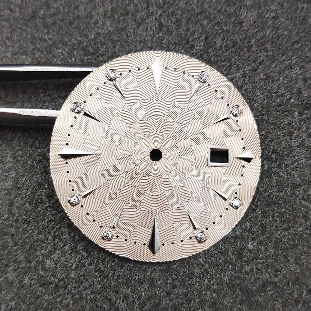 35mm Watch Dial and Watch Hands Diamond Scale Faces Men's Cocktail Watch Replacement Accessories for NH35 Movement