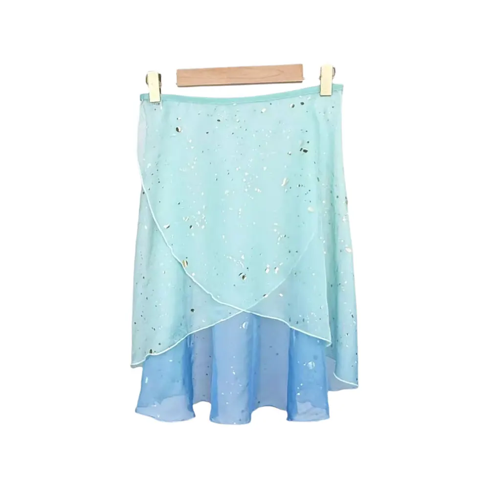 Dames balletrok blauw gradiënt hot stamping volwassen jumpsuit meisje oefenen ballet minirok foto