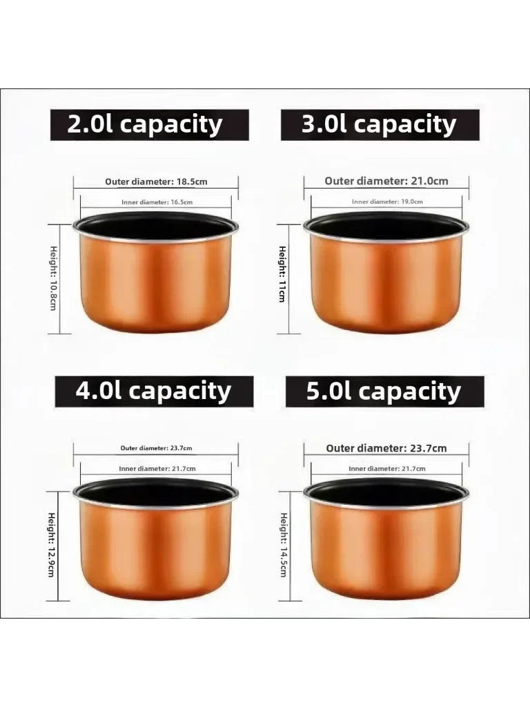 2L 3L 4L 5L dernière technologie or cuiseur à riz pot réservoir en alliage d'aluminium pour cuiseurs à riz intelligents bol réservoir