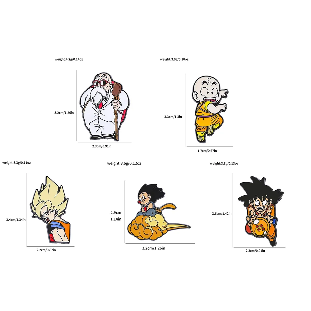 5 Pcs Classic Popular Anime Brooch ​Son Gohan Creative Enamel Pin Metal Badge Jewelry Clothing Backpack Accessories Gift view 5