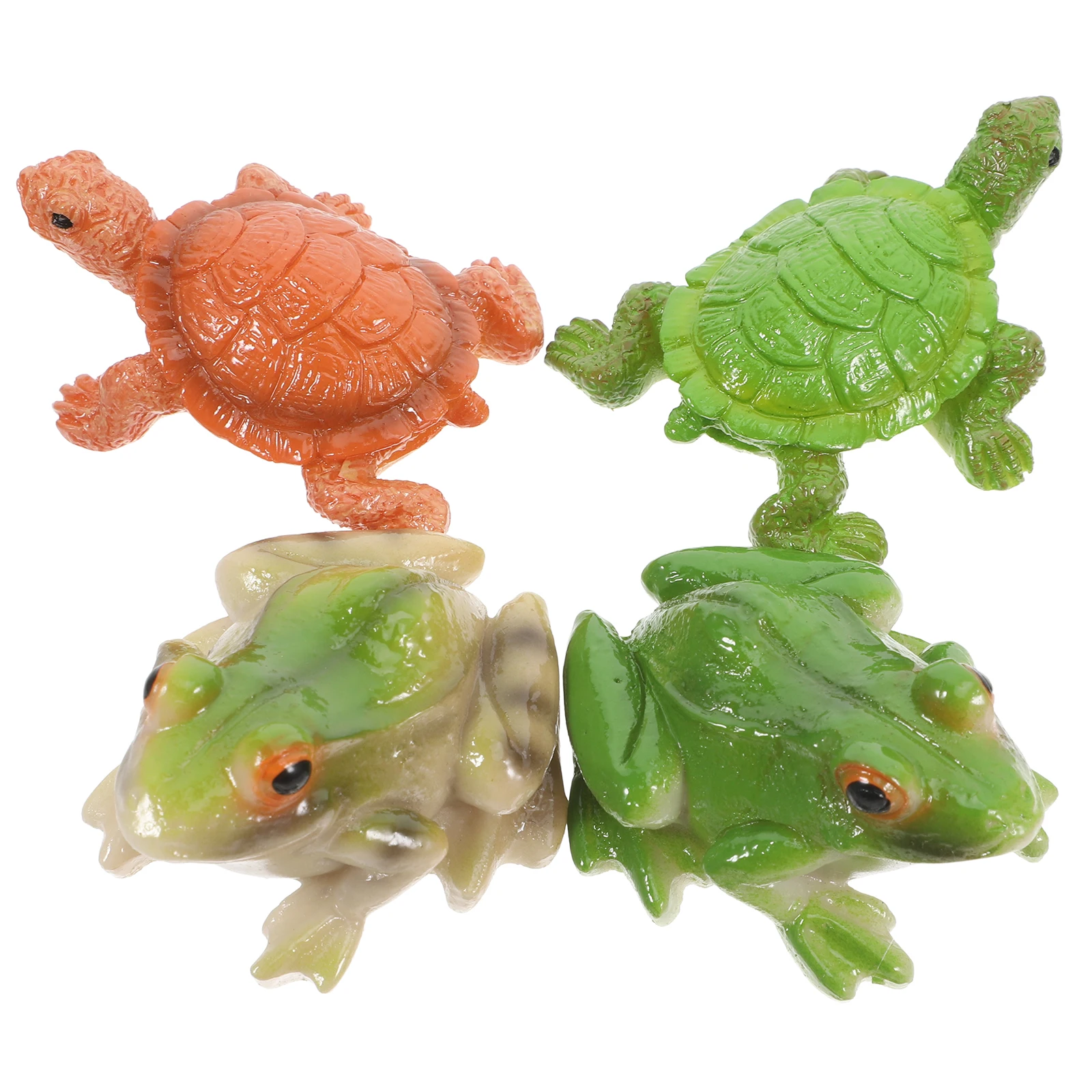 

4 Pcs Resin Frog Turtle Statues Durable Garden Animal Figurines Cute Patio Lawn naments Mini L Craft Outdoor Decor
