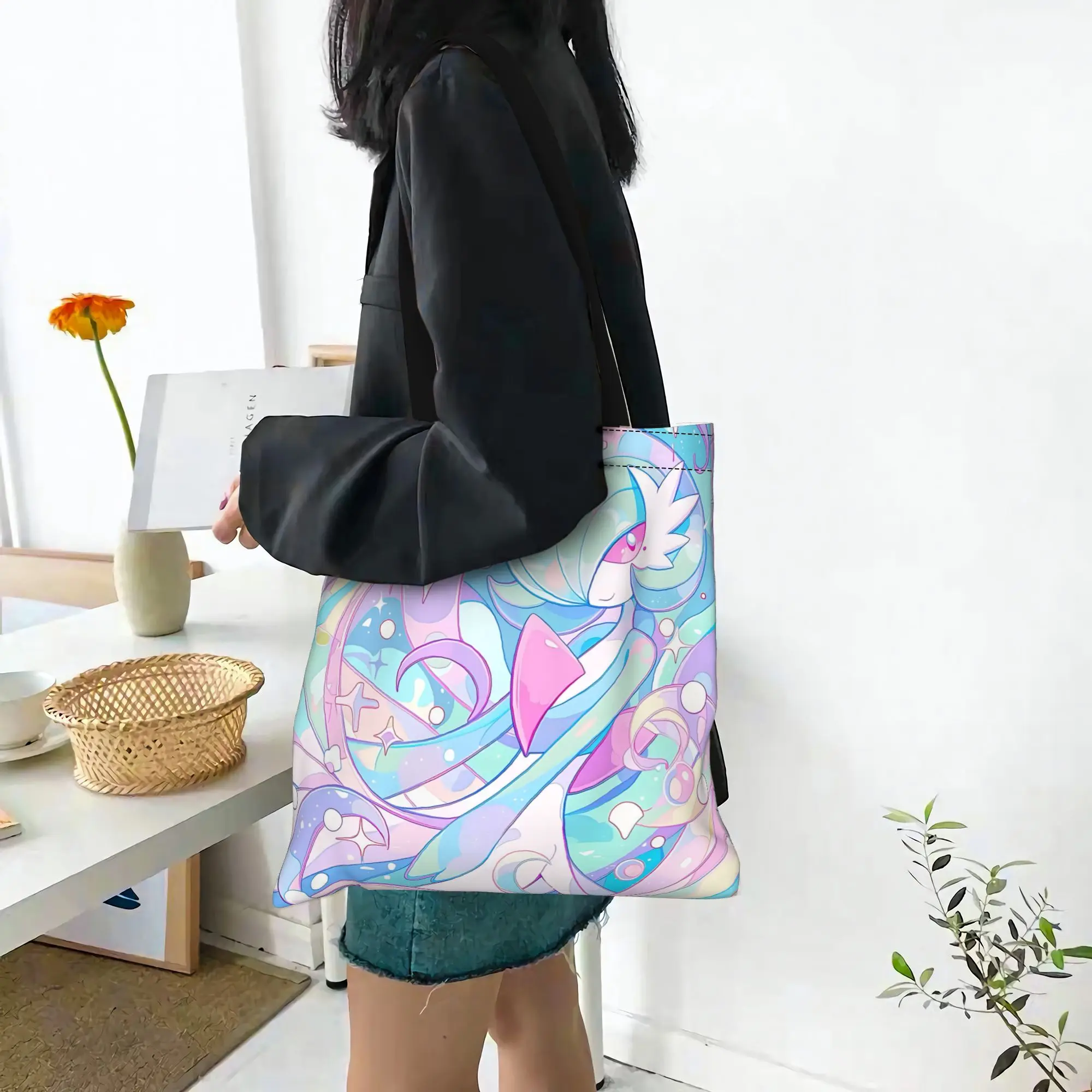 Customized Pokemon Women's Bag Campus Handbag Large Capacity  Canvas Tote Bag Foldable Chic Pattern