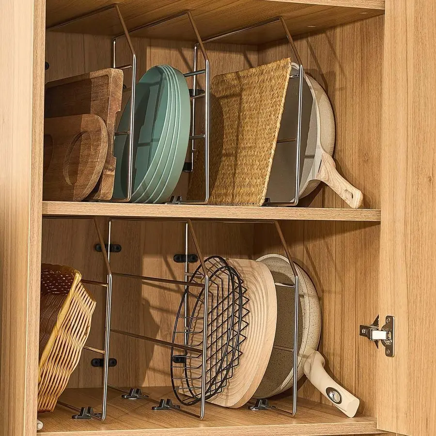 

Набор из 6 органайзеров для противней, разделители для кухонных шкафов 12x20 дюймов, вертикальные, для противней, хромированные, R