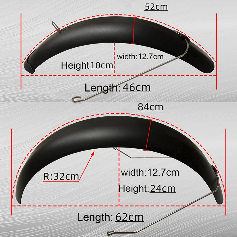 20x5.0  20inch Snowboard Electric Bicycle Mudguard E-bike Fat Tire Fender Wing Folding Bike Plastic Sturdy Durable Mud Guard