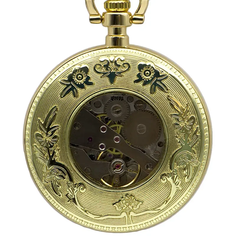 Roman Numeral Pocket Watch Mechanical Minimalist Fashion Vintage Necklace Pendant Clock Fob Watches For Men Women