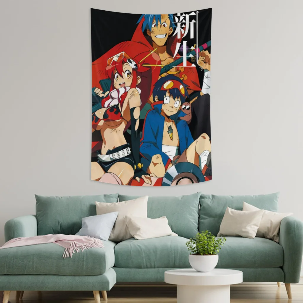 Tengen Toppa Gurren-Lagann Tapestries   Room Decoration Items Home Décor Bedroom Wall Decorating Cloth