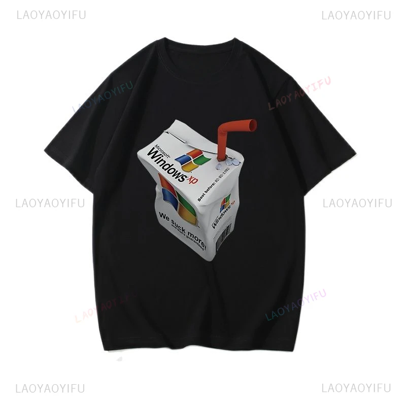 Windows95 Moda Novità Tee Y2k Manica corta Donna Uomo Grafica Stile unico Top in cotone Harajuku Maglietta maschile Camicia streetwear