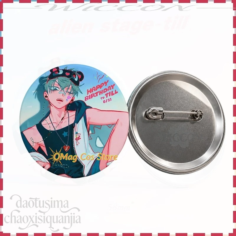 Halloween Cosplays Anime Alien Stage Cosplay 2026 HAPPY BIRTHDAY TILL Tinplate Soft Button Pin Brooch Costumes Woman