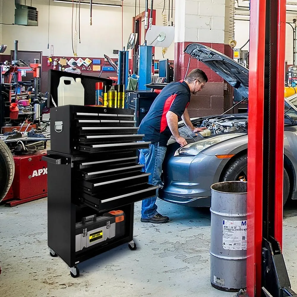 صندوق أدوات دوار، منظم صندوق أدوات 13 درجًا بعجلات، خزانة تخزين كبيرة للأدوات مع أدراج منزلقة، سعة عالية #2