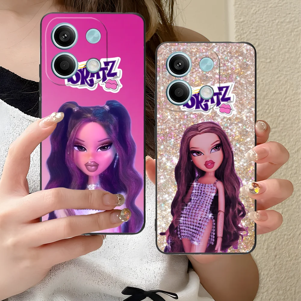 Mobile Bratz Kawaii Phone Case for Xiaomi Redmi Note 13 12 11 10 9 8 7 6 S A Pro Lite Plus 5G Black Smartphone Cover Cellphones