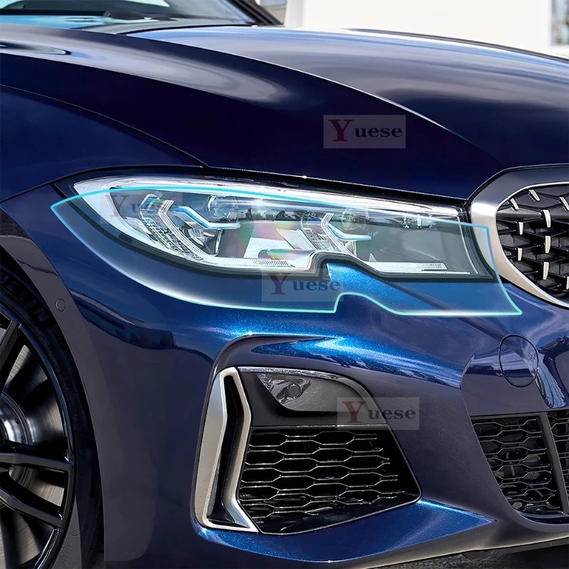 

Для BMW 3 серии G20 M Sport 2019-2022 2 шт. защитная пленка для фар автомобиля прозрачная дымчатая черная наклейка из ТПУ