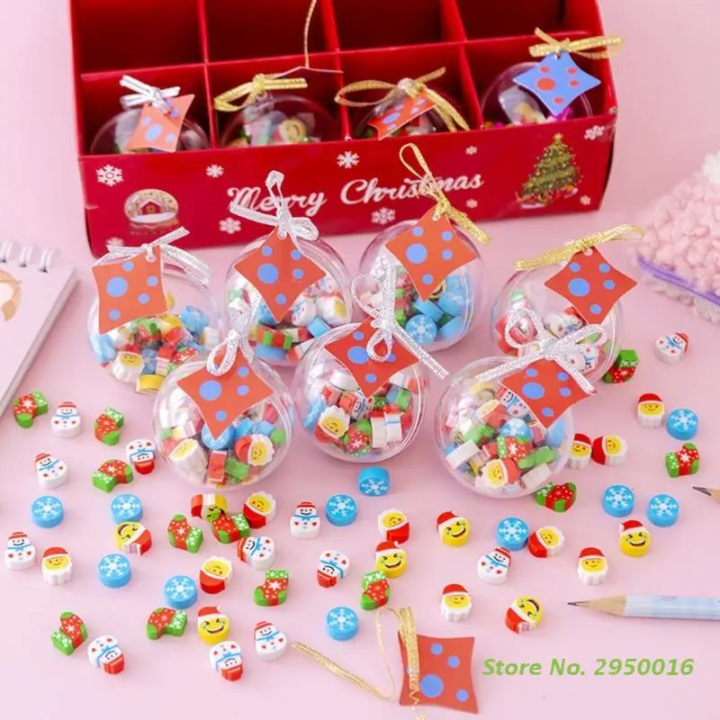 12PCS Christmas Erasers Santa Claus Christmas Tree Holiday Erasers Desk Pets Pencil Erasers Fun Snowman Erasers Snowflake