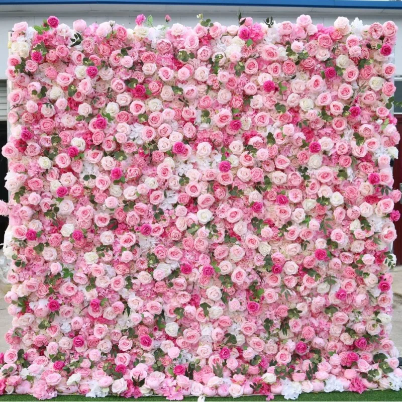 ساعة المشاهير على الإنترنت في جدار وردي مقلد، جدار خلفية الزفاف، جدار تزيين النوافذ