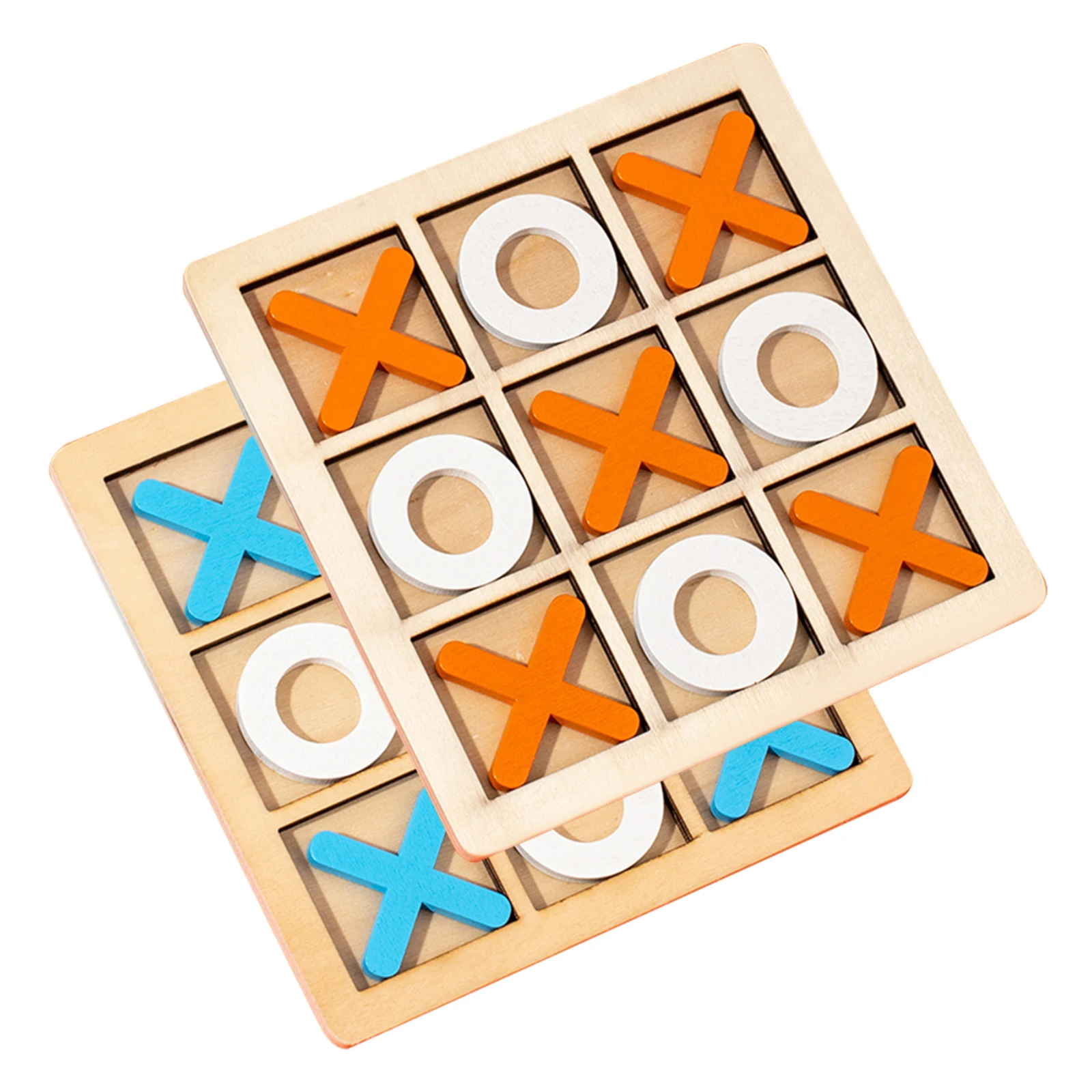 2 Sets Toys Wooden Tic Toe Game Chess Kids Tabletop Children Board Parent-children Interactive Dining Chessboard Games Toddler