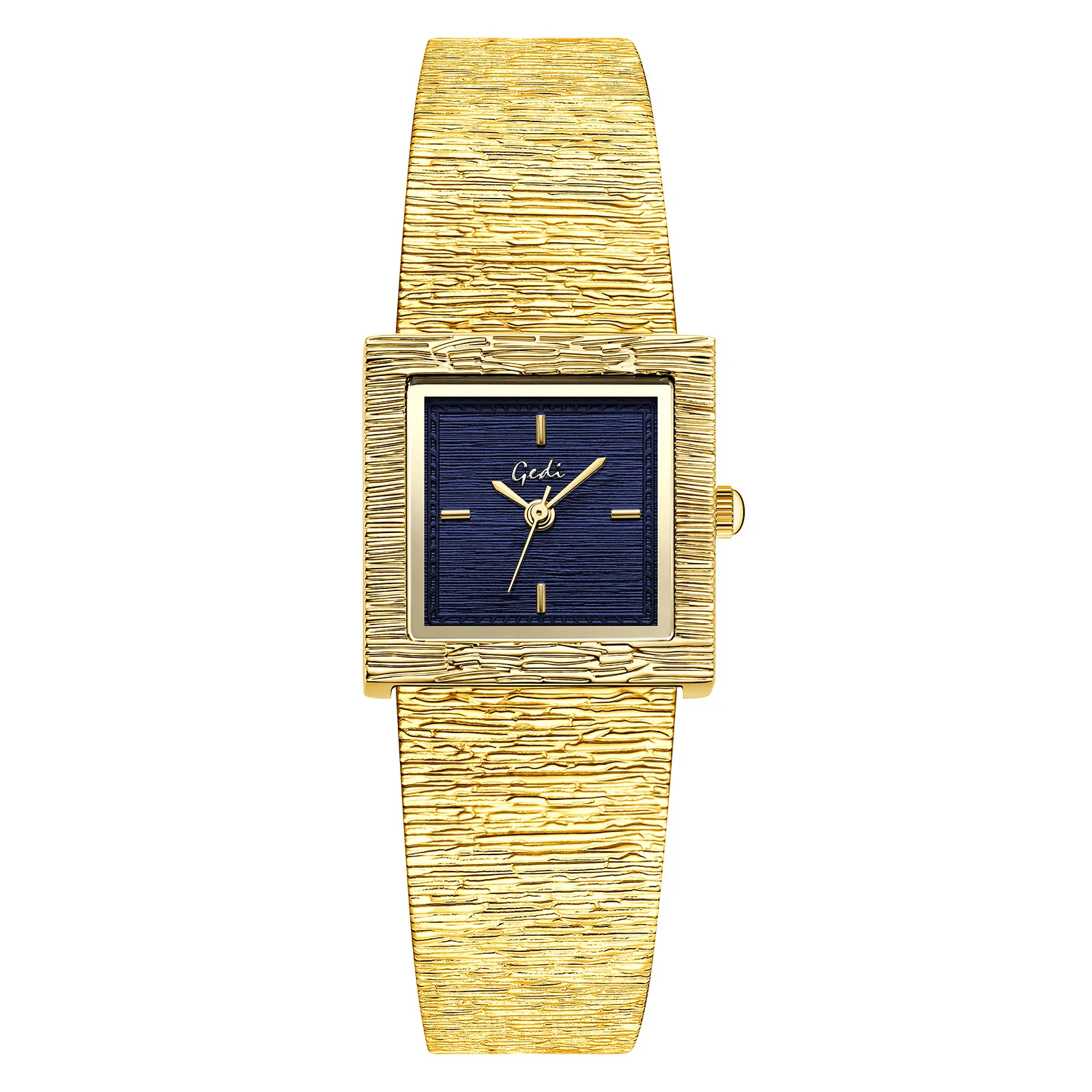 Vintage Square-patterned Women Small Gold Watch Light Luxury Niche Fashion Waterproof Steel Band High-end Quartz Wristwatches